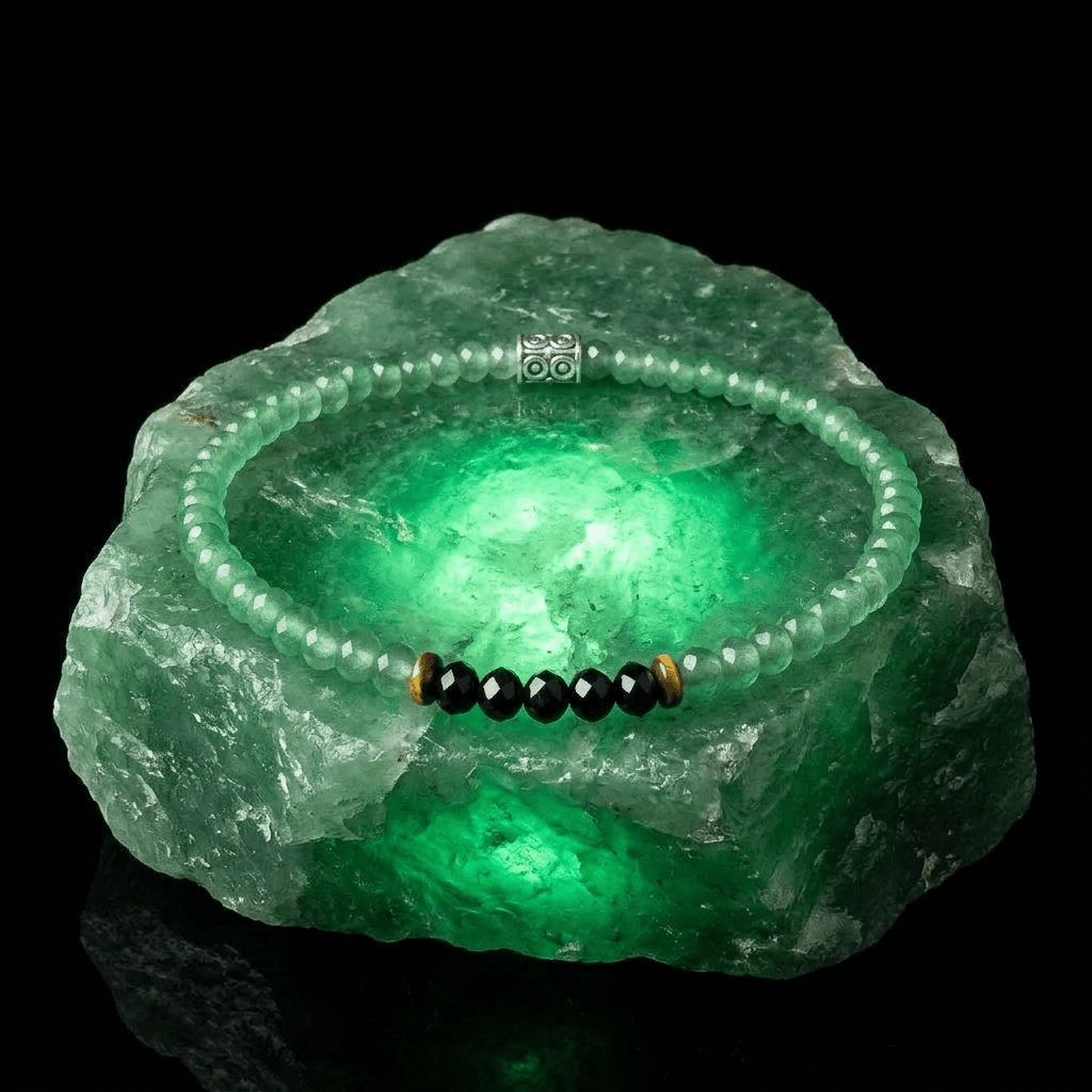 Minimalistische Gefacetteerde Armband - Jade Groen & Onyx Zwart - Kahkeshan