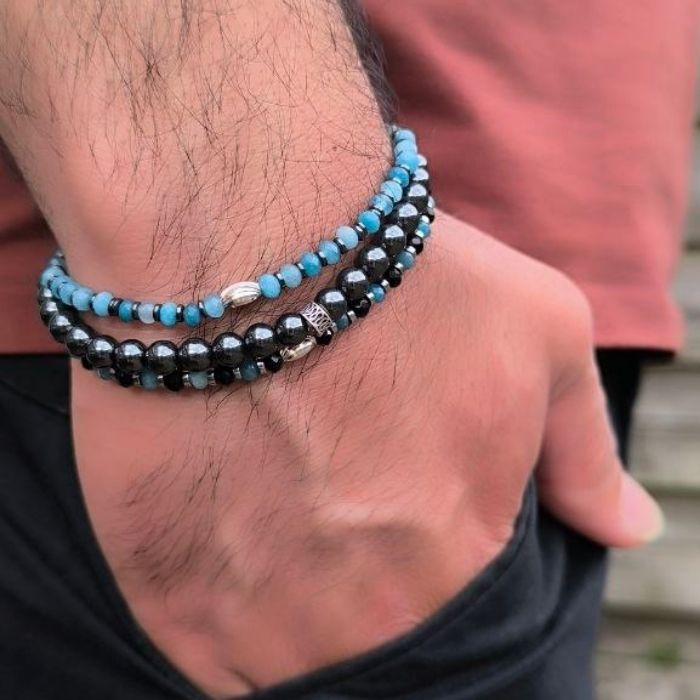 Hematite &Apatite Mix3 Bracelet (6&4mm)
