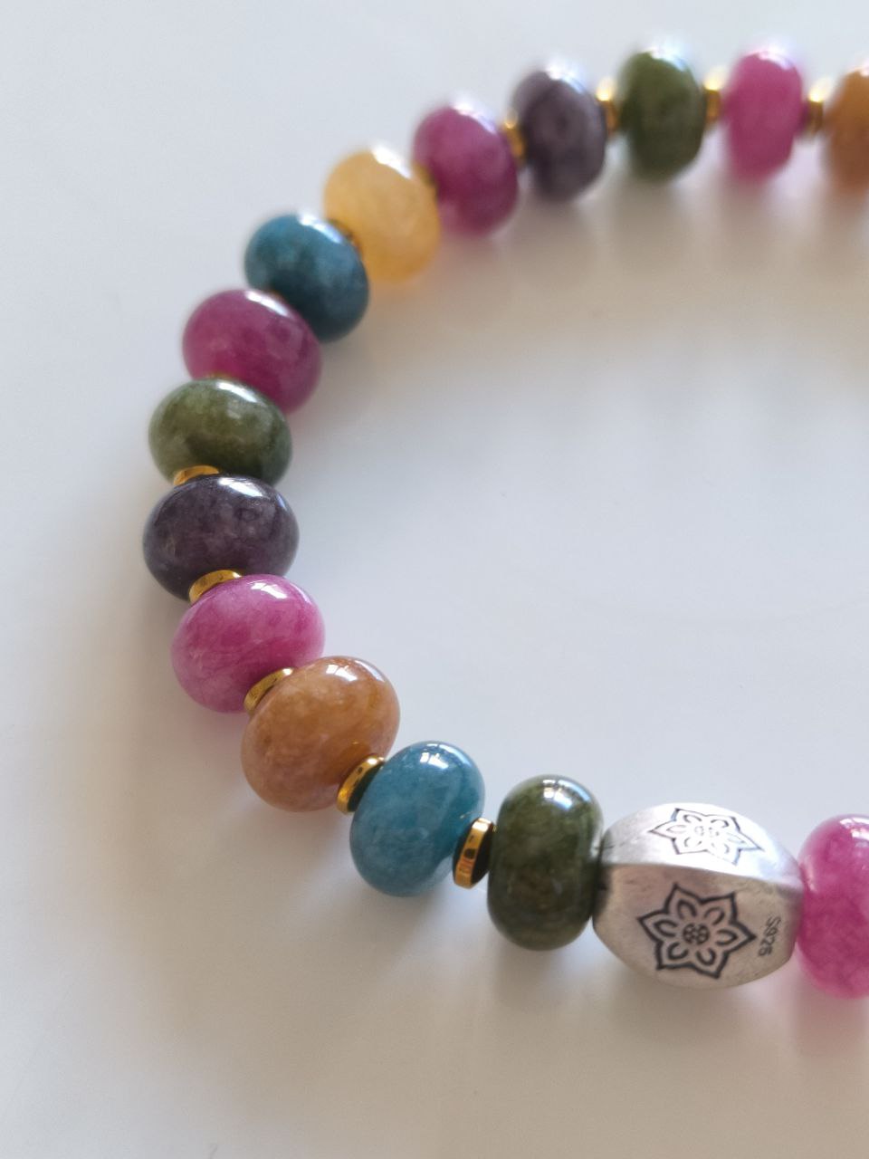 Multi-color Tourmaline Color Dyed Jade Bracelet (10 mm)