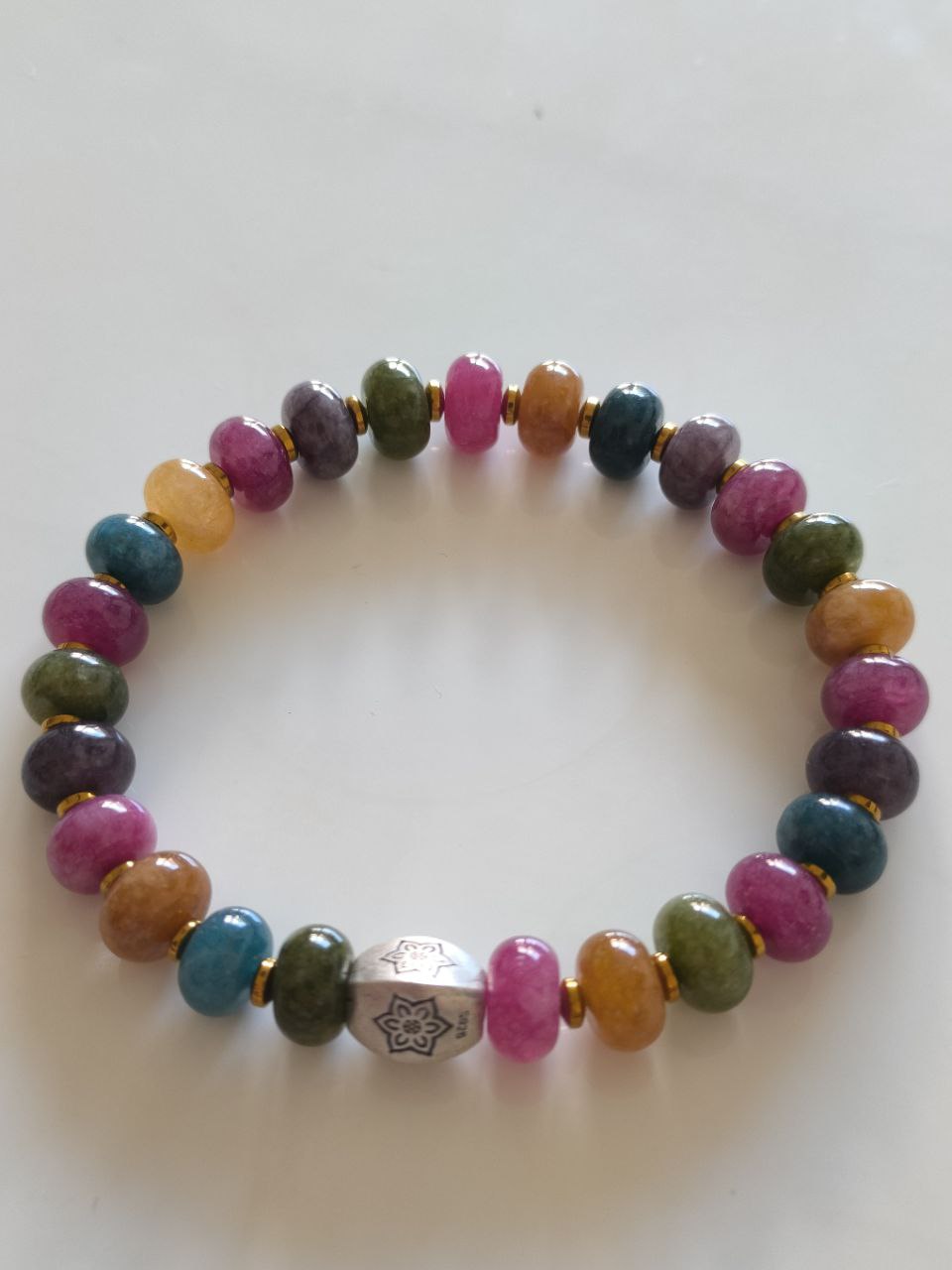 Multi-color Tourmaline Color Dyed Jade Bracelet (10 mm)