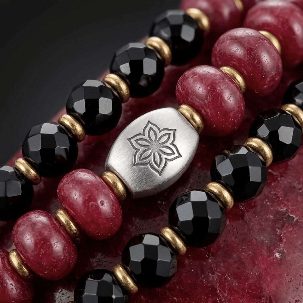 Red Coral & Black Onyx Bracelet - Kahkeshan