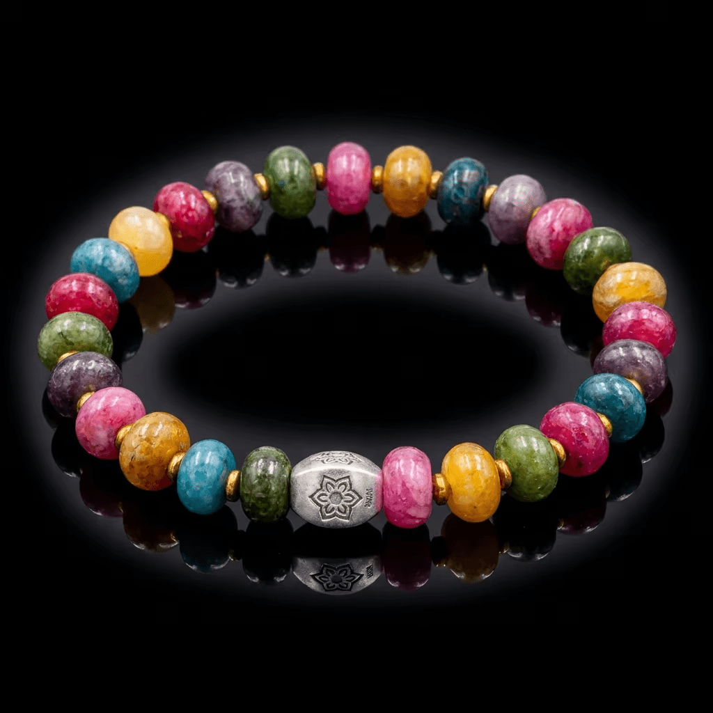 Multi-color Tourmaline Color Dyed Jade Bracelet (10 mm)
