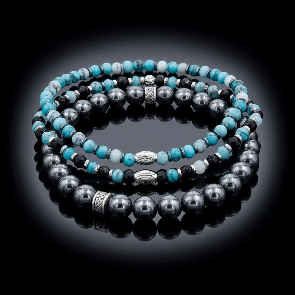 Hematite &Apatite Mix3 Bracelet (6&4mm)