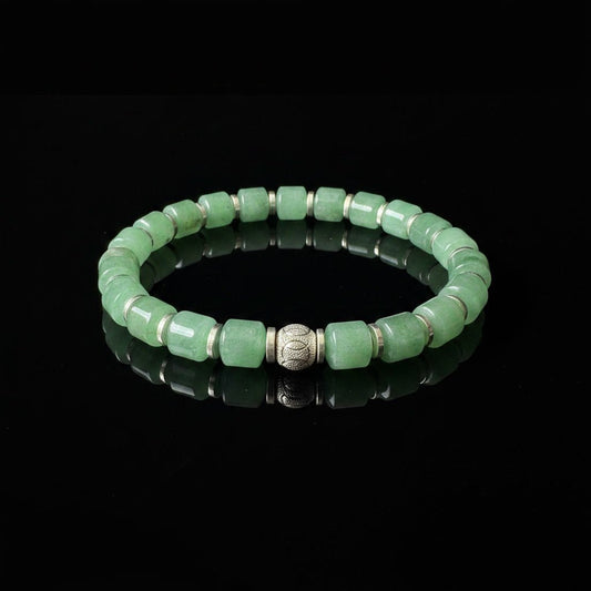 Luxe Vat - Geslepen Natuursteen Armband - Aventurijn Groen & Zilver - Kahkeshan