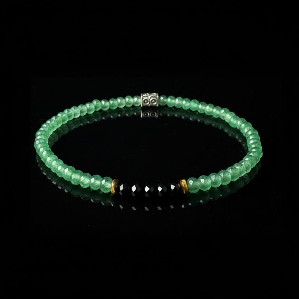 Minimalistische Gefacetteerde Armband - Jade Groen & Onyx Zwart - Kahkeshan
