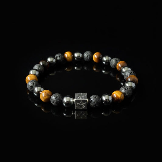 Robuuste Lavasteen & Tijgeroog Armband - Shield Edition Elementen - Kahkeshan