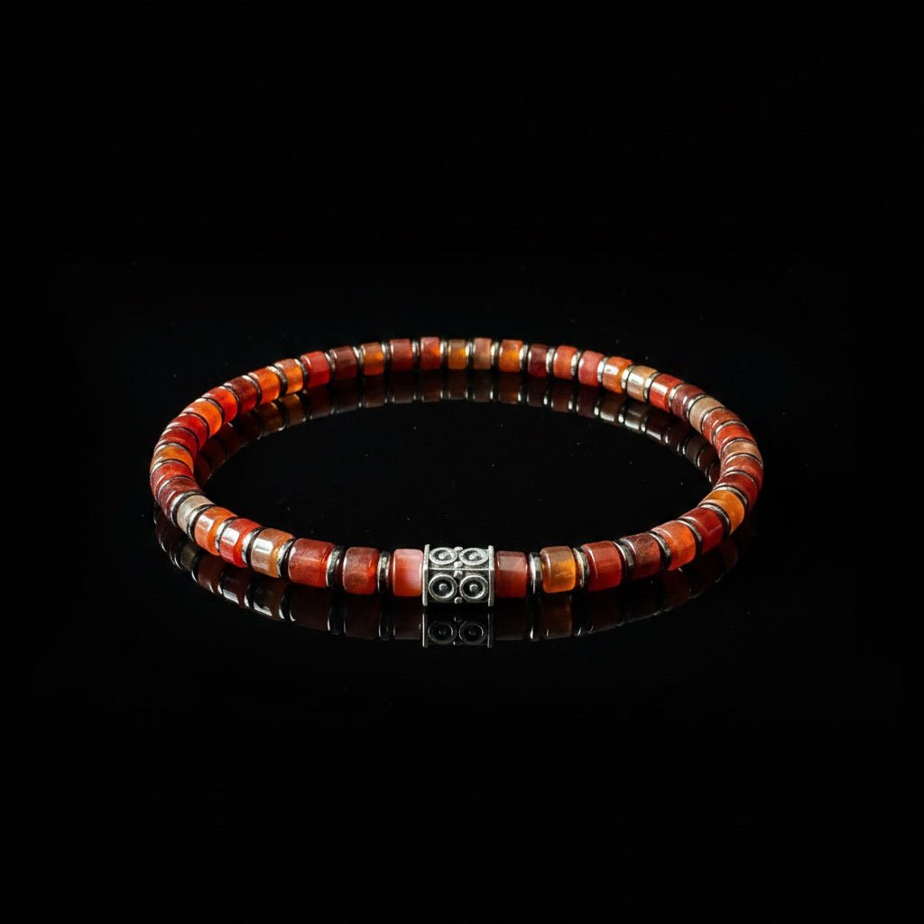 Luxe Karneool & Hematiet Armband - Shield Edition Lava Amber - Kahkeshan