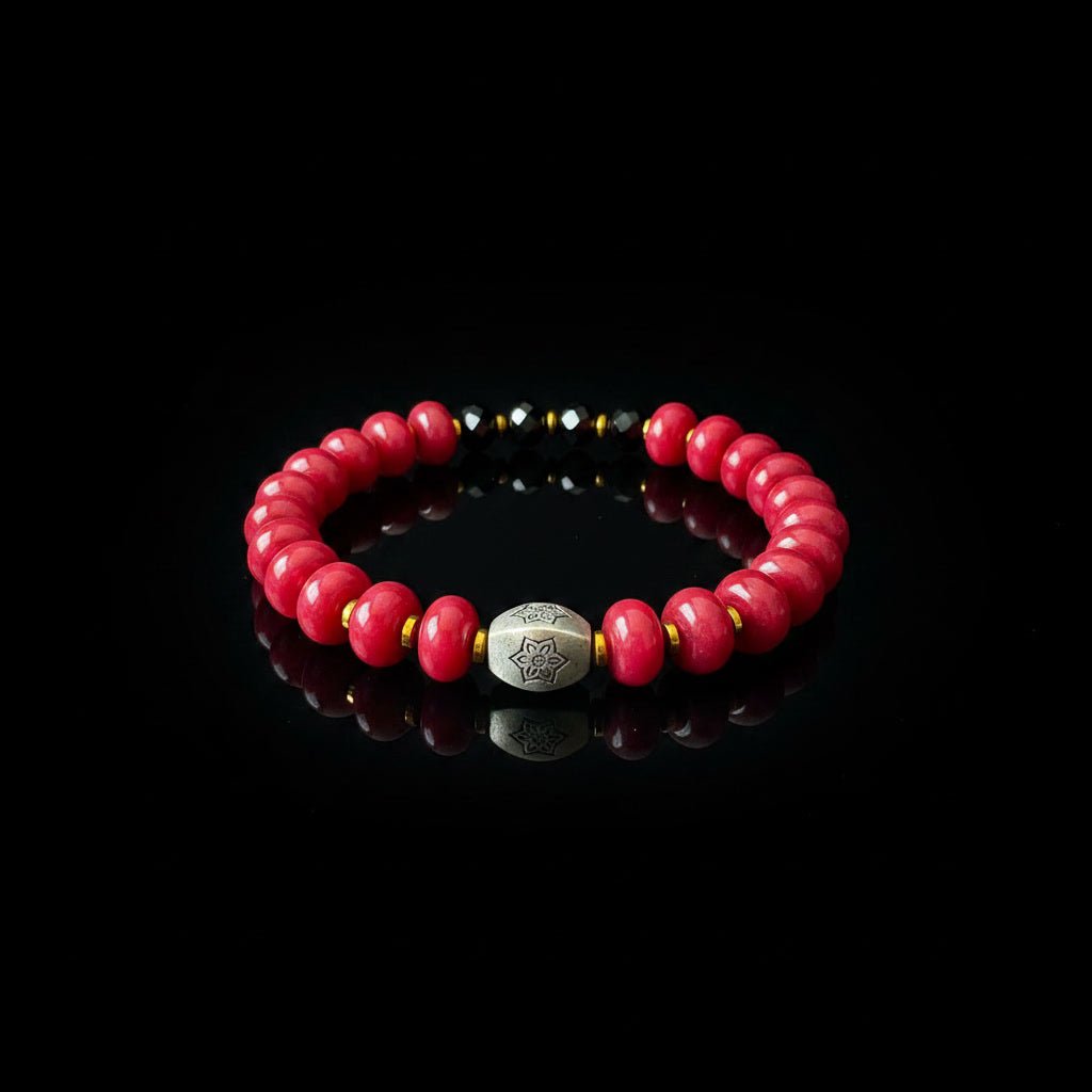 Luxe Jaspis & Obsidiaan Armband - Shield Edition Crimson Black - Kahkeshan