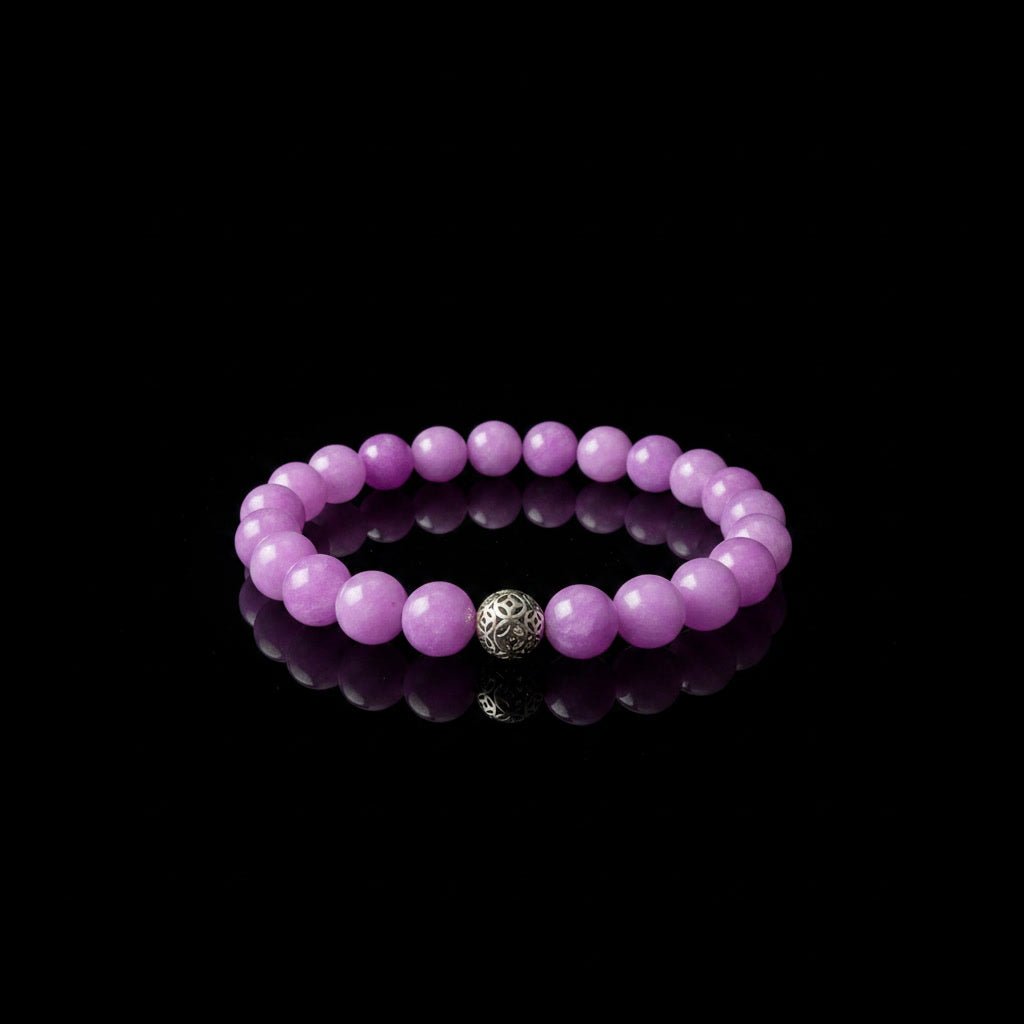 Luxe Rozenkwarts & Lavendel Jade Armband - Silver Sphere - Kahkeshan